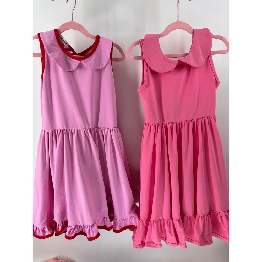 Girlhood Ruffle Hem Dress Kids 8 10 Pink Good Peter Pan Collar‎ Sister Set